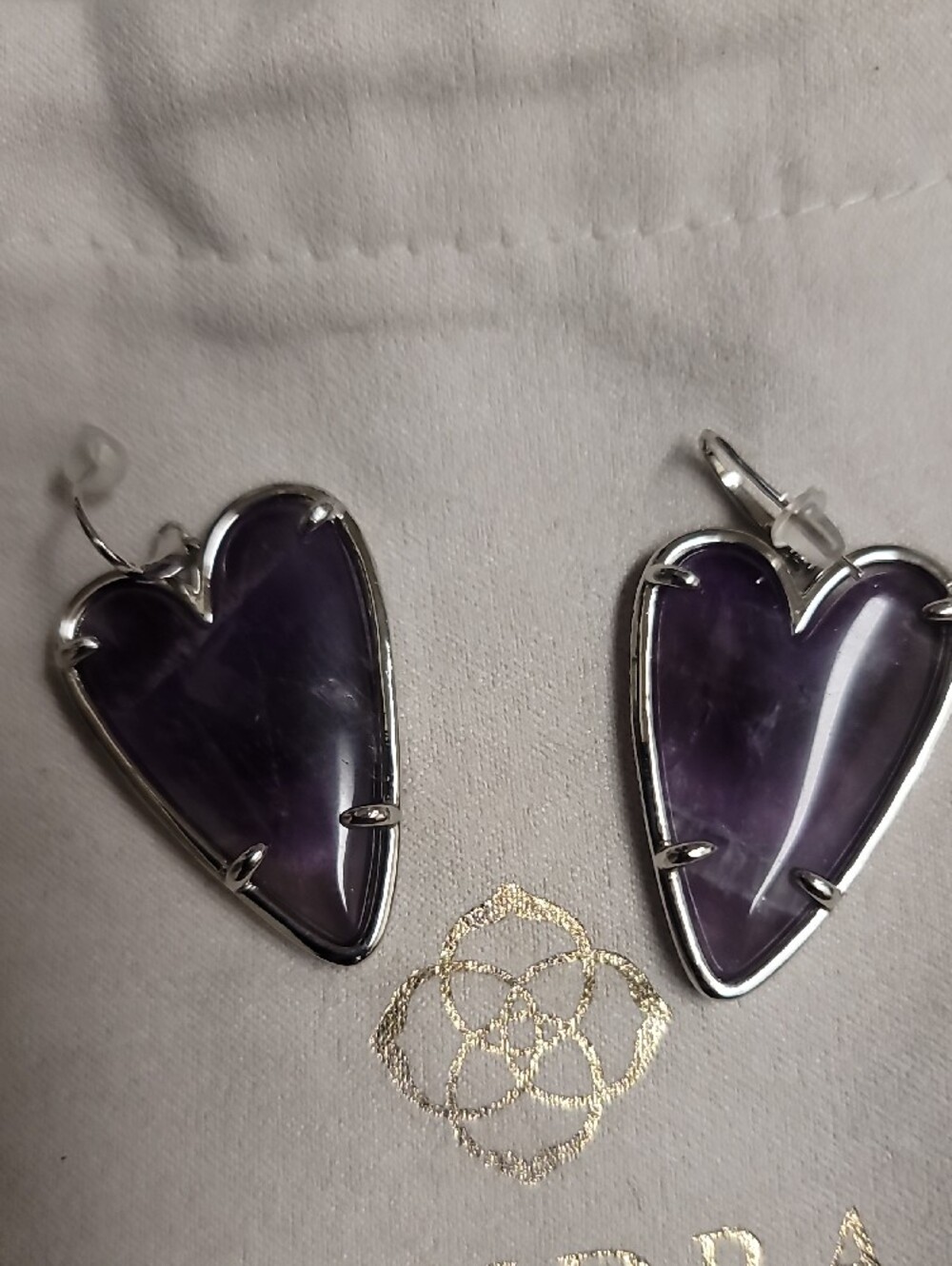Kendra Scott Ansley Amethyst Heart Drop Earrings in Deep Purple - Picture 5 of 5